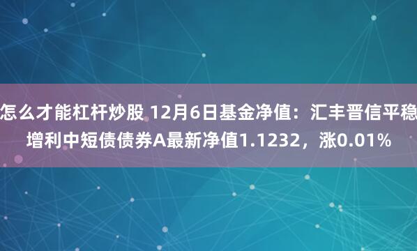 怎么才能杠杆炒股 12月6日基金净值：汇丰晋信平稳增利中短债债券A最新净值1.1232，涨0.01%