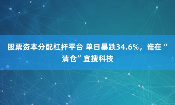 股票资本分配杠杆平台 单日暴跌34.6%，谁在“清仓”宜搜科技