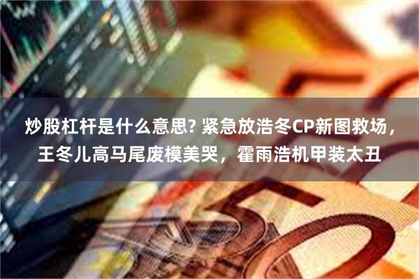 炒股杠杆是什么意思? 紧急放浩冬CP新图救场，王冬儿高马尾废模美哭，霍雨浩机甲装太丑